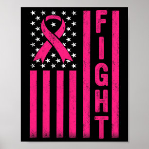 Kamp mot bröstcancer A, amerikansk Flagga Bröstcan Poster