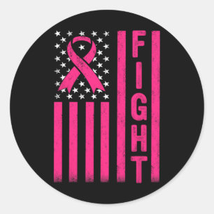 Kamp mot bröstcancer A, amerikansk Flagga Bröstcan Runt Klistermärke