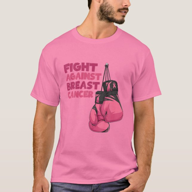 Kamp mot bröstcancer Medvetenhet om brösthandskar  T Shirt (Framsida)