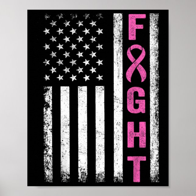 Kamp mot bröstcancer Survivor American Flagga Brea Poster (Framsidan)