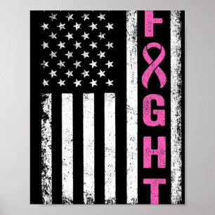 Kamp mot bröstcancer Survivor American Flagga Brea Poster