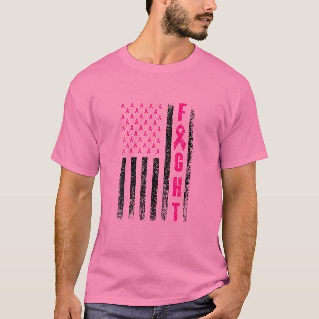 Kamp mot bröstcancer Survivor American Flagga Brea T Shirt (Framsida)