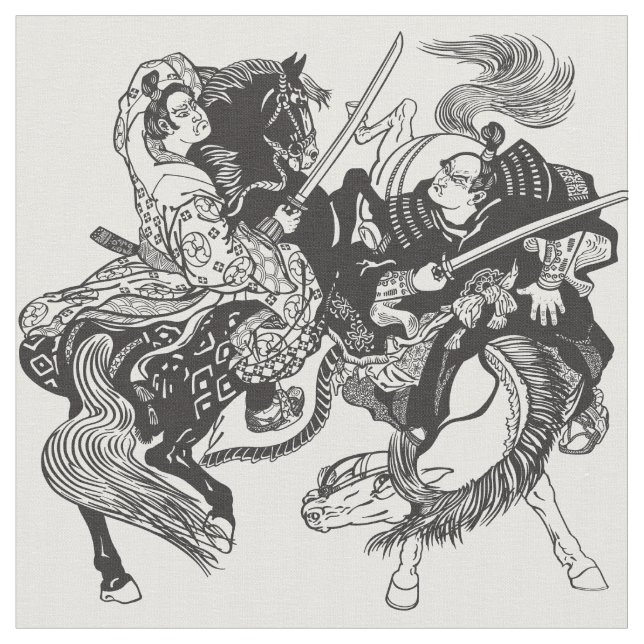 Kamp mot japanska samuraikrigare Fabric Tyg (Närbild)