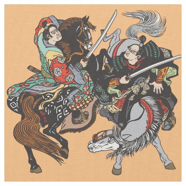 Kamp mot japanska samuraikrigare Fabric Tyg (Närbild)