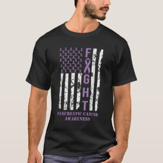 Kamp mot Lila med ribbon Support Pankreascancer i T Shirt