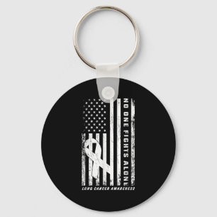 Kamp mot Lung Cancer Ensam American Flagga White R Nyckelring