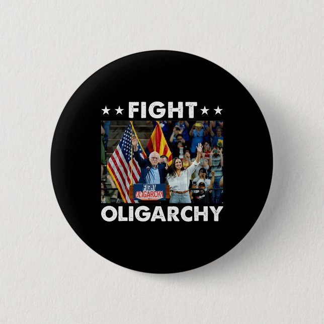 Kamp mot Oligarchy Bernie Sanders och Aoc Freedom  Knapp (Framsida)