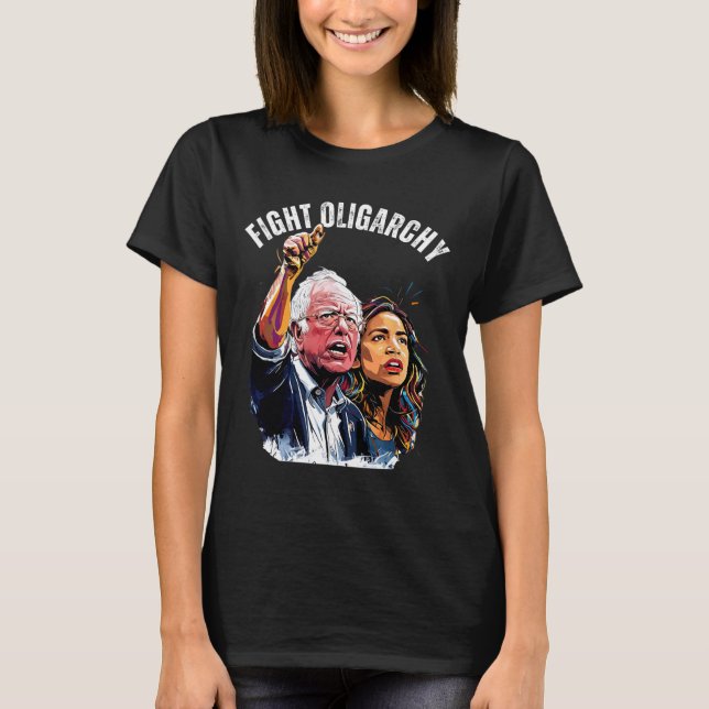 Kamp mot Oligarchy Bernie Sanders och Aoc Freedom  T Shirt (Framsida)