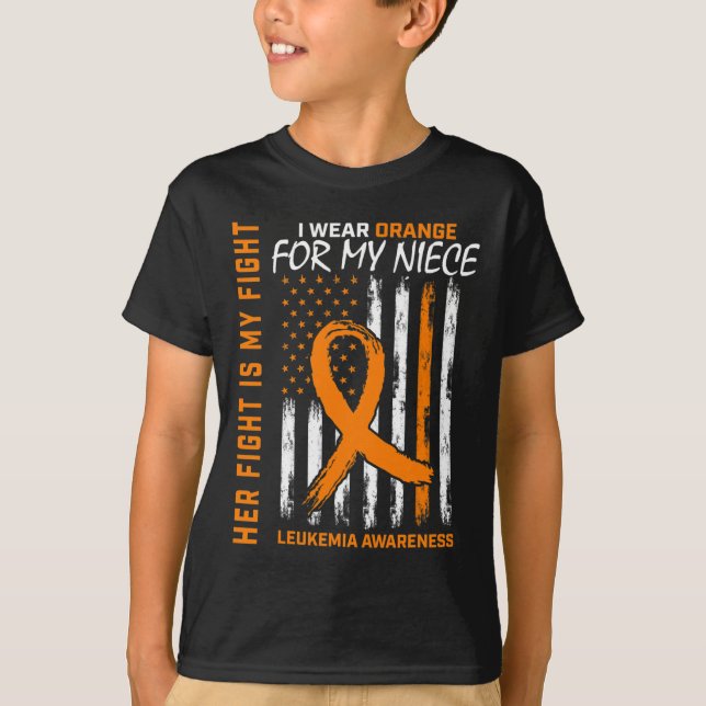 Kamp mot Orange Leukemi Cancer Awareness Niece Ame T Shirt (Framsida)