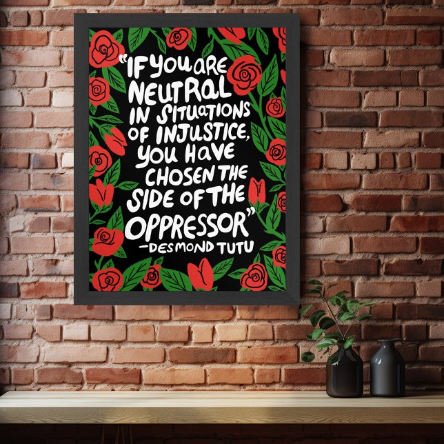 Kamp mot orättvisa Desmond Tutu Quote Palestine Fl Poster (Fight Injustice Desmond Tutu Quote Palestine Flag Colors Poster
)