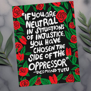 Kamp mot orättvisa Desmond Tutu Quote Palestine Fl Vykort