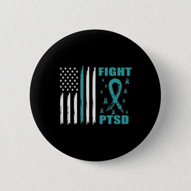 Kamp mot PTD Teal Ribbon och Flagga Knapp (Framsida)