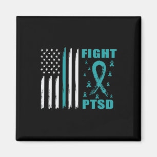 Kamp mot PTD Teal Ribbon och Flagga Magnet