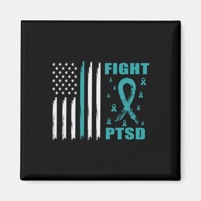 Kamp mot PTD Teal Ribbon och Flagga Magnet (Framsidan)