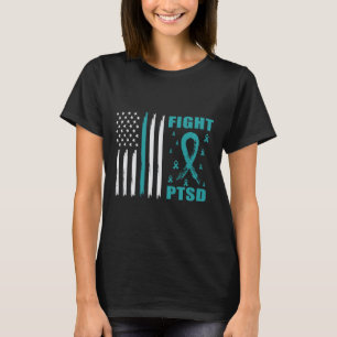 Kamp mot PTD Teal Ribbon och Flagga T Shirt
