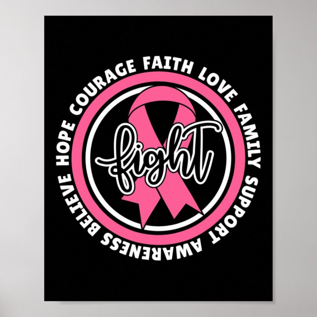 Kamp mot Rosa Ribbon Breast Cancer Warrior Sup Poster (Framsidan)