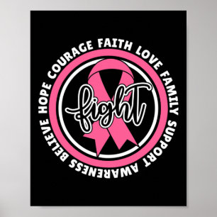 Kamp mot Rosa Ribbon Breast Cancer Warrior Sup Poster