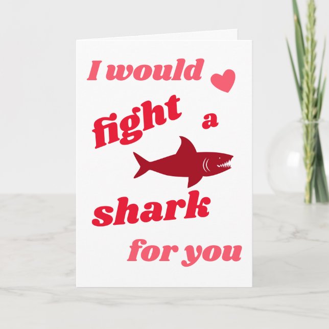 Kamp mot Shark Kärlek Red Rosa Valentine Day Helgkort (Framsida)