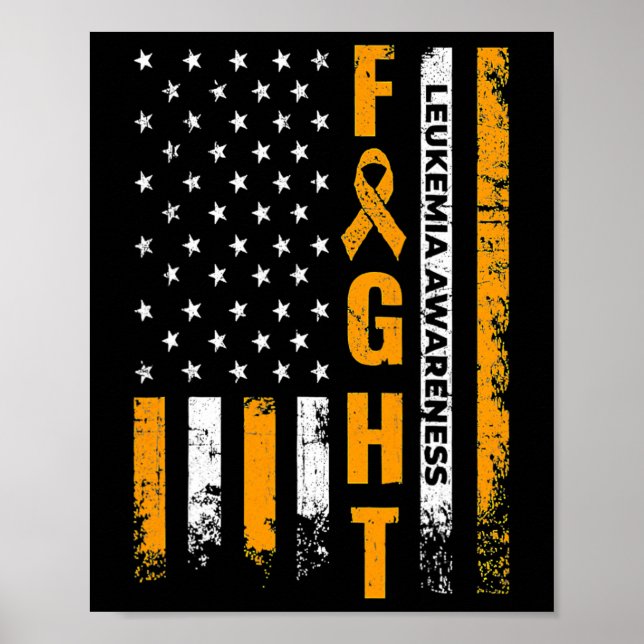Kamp mot USA flagga Leukemi Medvetenhet Cancer Sur Poster (Framsidan)