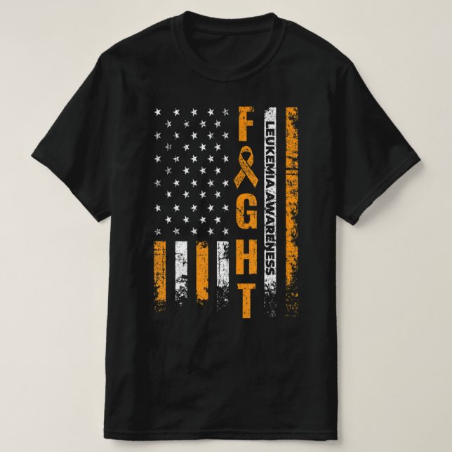 Kamp mot USA flagga Leukemi Medvetenhet Cancer Sur T Shirt (Design framsida)