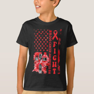 Kamp mot USA flagga Solros Christian Blood Cancer  T Shirt