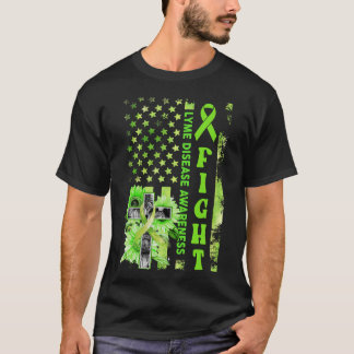 Kamp mot USA flagga Solros Christian Lyme Disease  T Shirt
