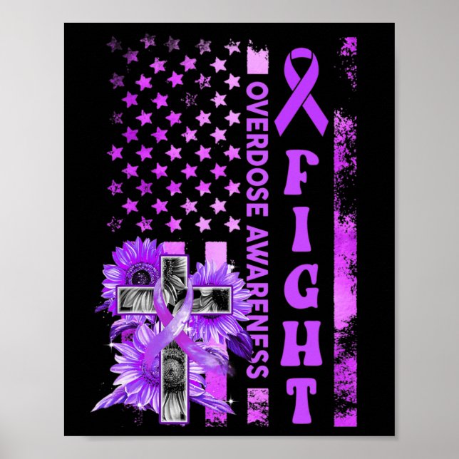 Kamp mot USA flagga Solros Christian överdos Aware Poster (Framsidan)