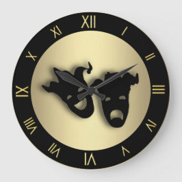 Kamp och Tragedy Golds Theater Wall Clock Stor Klocka