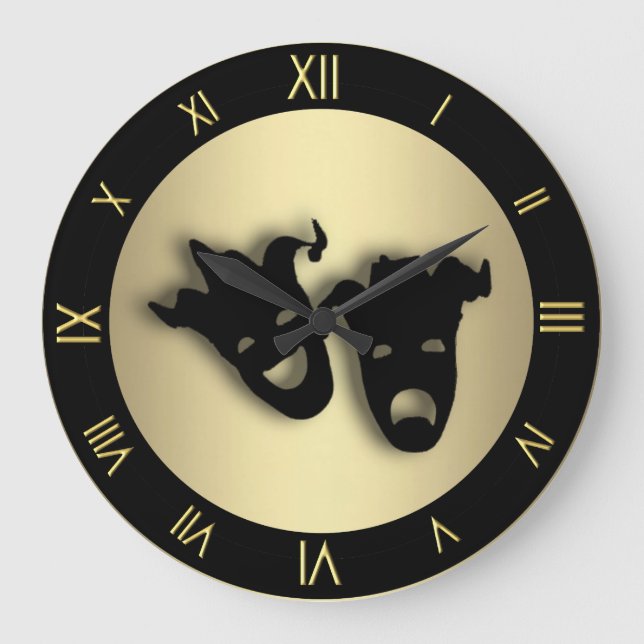 Kamp och Tragedy Golds Theater Wall Clock Stor Klocka (Framsida)