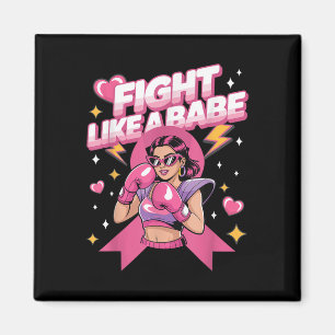 Kamp som en babe Rosa Boxing Breast Cancer Awaren Magnet