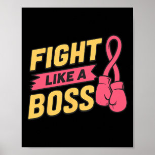 Kamp som en Chef Rosa Ribbon Boxing Breast Cancer Poster