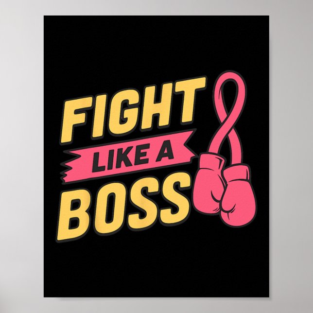 Kamp som en Chef Rosa Ribbon Boxing Breast Cancer Poster (Framsidan)