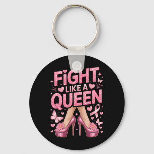 Kamp som en drottning Breast Cancer Awareness High Nyckelring