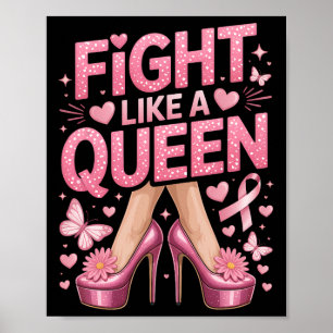 Kamp som en drottning Breast Cancer Awareness High Poster