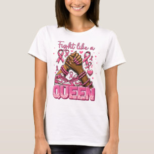 Kamp som en drottning Breast Cancer Awareness Mont T Shirt