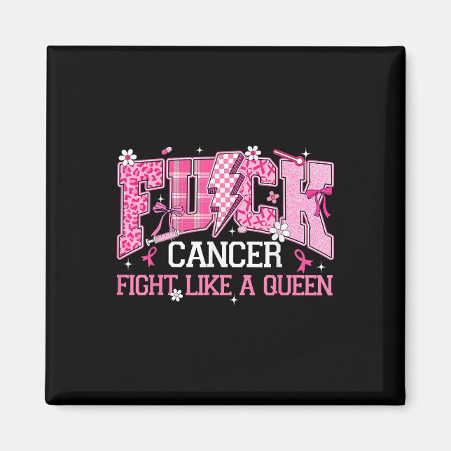 Kamp som en drottning Breast Cancer Awareness Rosa Magnet (Framsidan)