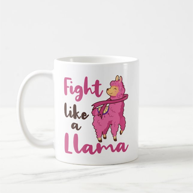 Kamp som en Llama Breast Cancer Warrior Fighter Kaffemugg (Vänster)