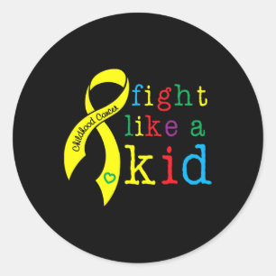 Kamp som Kid Child Cancer Information REtro Go Runt Klistermärke