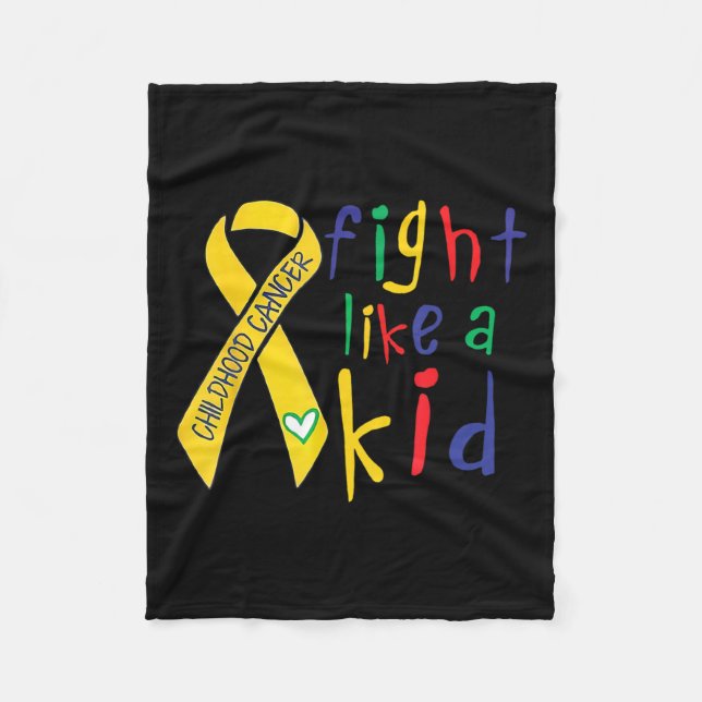 Kamp som Kid Guld Ribbon Children Cancer Awaren Fleecefilt (Framsidan)