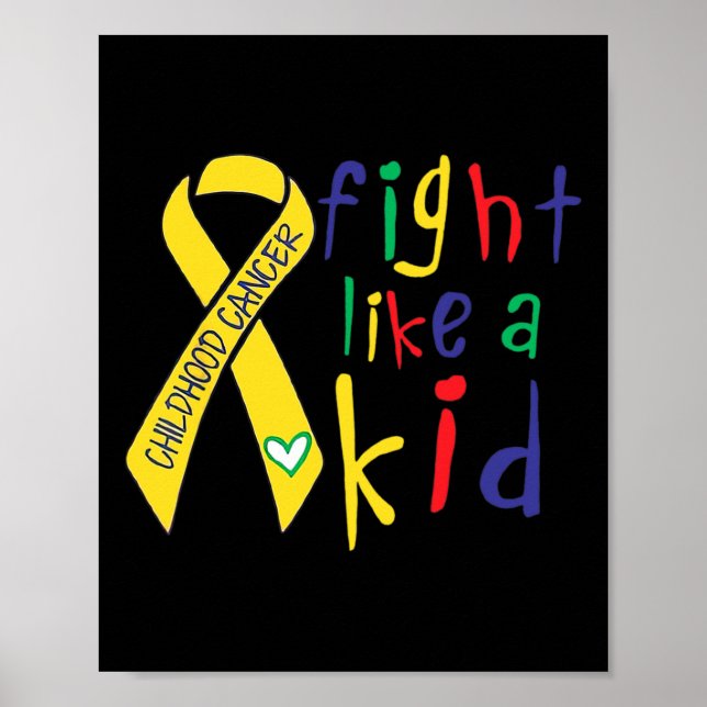 Kamp som Kid Guld Ribbon Children Cancer Awaren Poster (Framsidan)