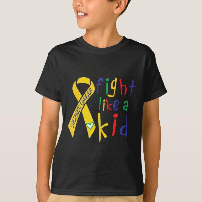 Kamp som Kid Guld Ribbon Children Cancer Awaren T Shirt (Framsida)
