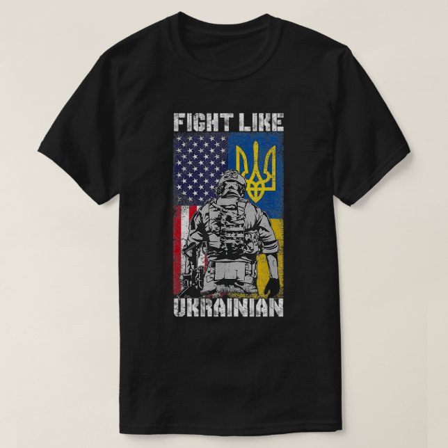 Kamp som ukrainsk ukrainsk Flaggor Vete T Shirt (Design framsida)