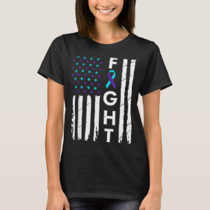 Kämpa amerikansk flagg band prevention medvetenhet t shirt