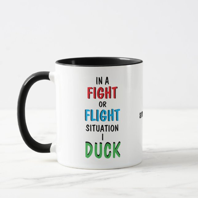 Kämpa eller Fly och Kaffe Rolig Humor Mugg (Vänster)