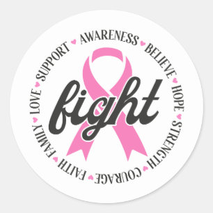 Kämpa mot bröstcancer Rosa band medvetenhet Runt Klistermärke