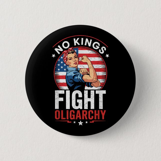 Kämpa Oligarki Protest Tecken Demokrati Inga Kunga Knapp (Framsida)