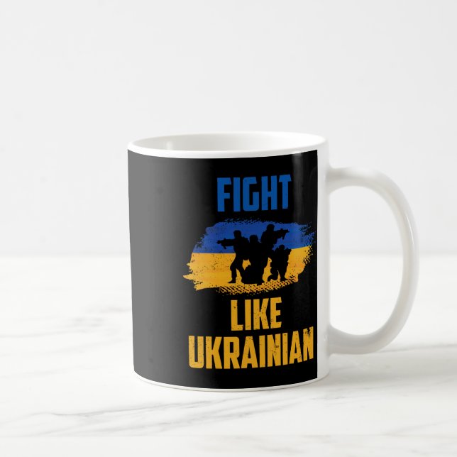 Kämpa Som Ukrainsk Ukraina Stöd Krigare Mönster Kaffemugg (Höger)