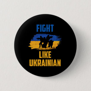 Kämpa Som Ukrainsk Ukraina Stöd Krigare Mönster Knapp