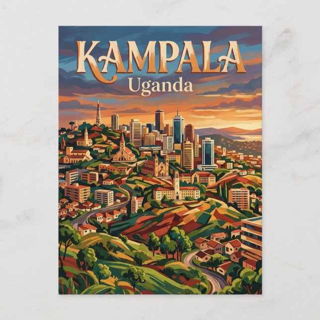 Kampala Sju kullar Uganda Vykort (Framsida)
