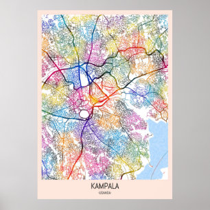 Kampala Uganda stads karta Poster